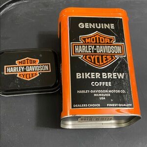 Harley-Davidson Orange and Black Coffee Tin